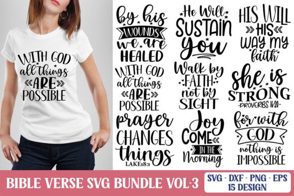 10 Bible Verse SVG Bundle Vol-3: Graphics for T-Shirt Designs & Content
