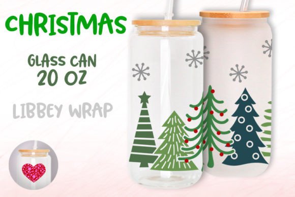 20oz Glass Can Tumbler Christmas Tree Graphics