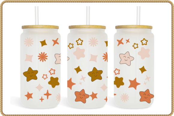 90s Retro 16 Oz Libbey Glass Can Wrap Graphics & Print Templates