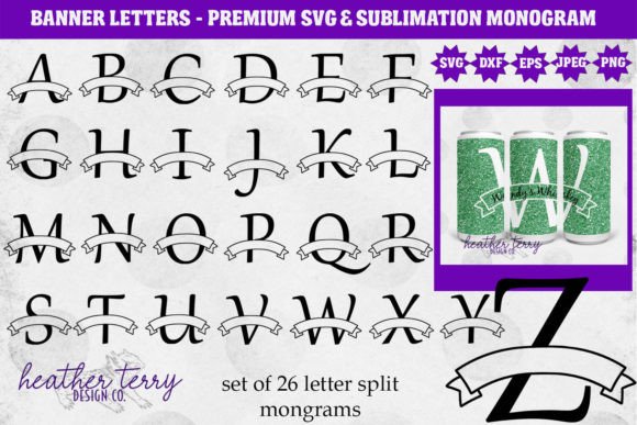 Banners and Letters Split Monogram SVG: Graphics for Crafts & Branding
