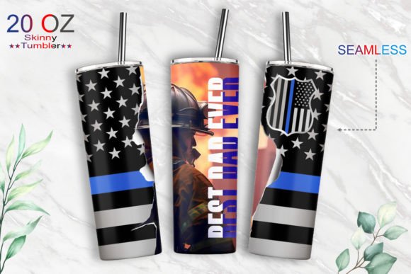 Best Dad Ever Police 20oz Tumbler Graphics