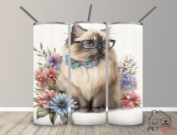 Birman Cat Watercolor Tumbler Graphics for Crafts