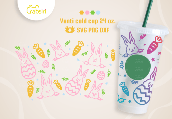 Bunny and Carrots Venti Cold Cup 24oz. Graphics