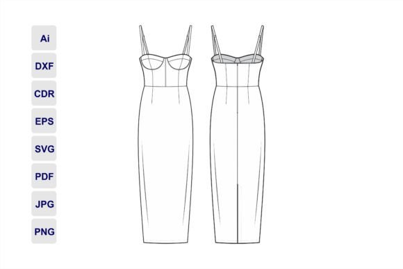 Bustier Bodycon Dress Fashion Flats: Graphics for Apparel Mockups
