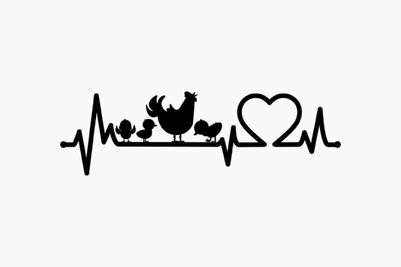 Chicken and Chicks Heartbeat Graphics for Crafts