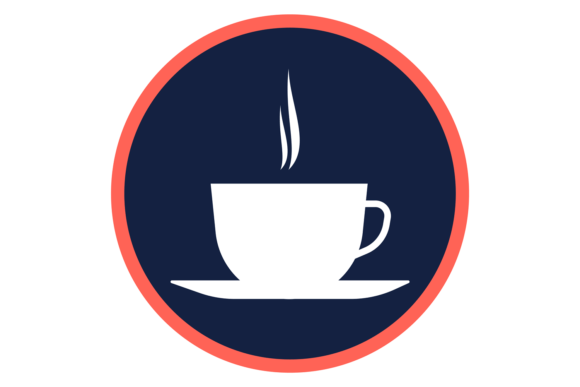 Coffee Cup Round Icon. Cafe Color Symbol