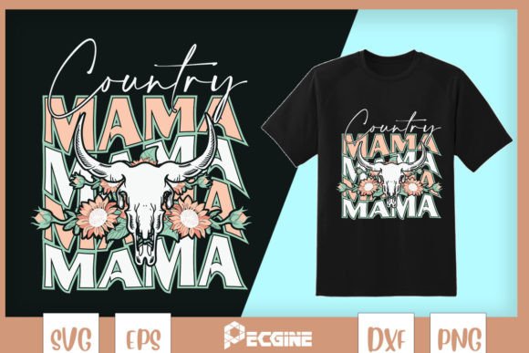 Country Mama Retro Western BullHead Graphics for Crafts