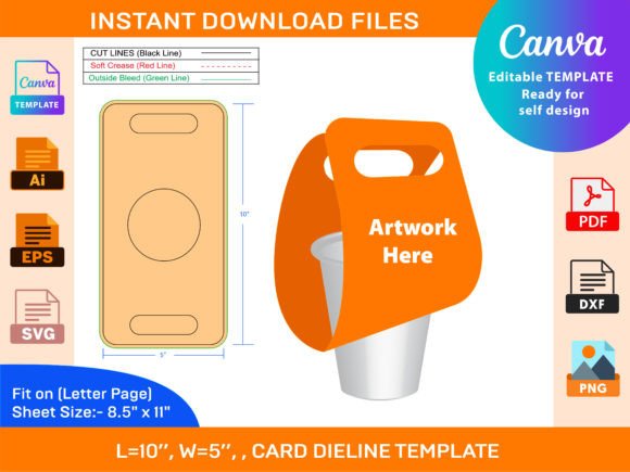 Cup Holder Dieline Template Design