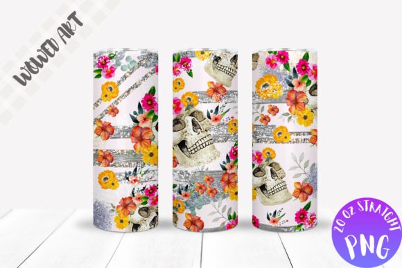 Flower X Skull Tumbler Wrap: Graphics for Crafts & Content