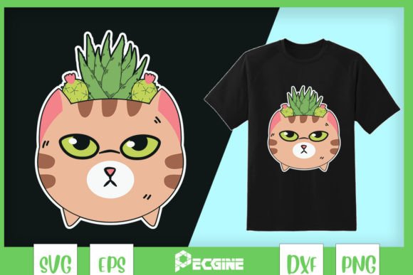 Garden Pot Cute Animal Cute Cat Graphics for T-Shirt Designs