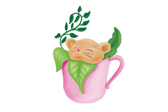 Hamster Sleeping in a Cup of Tea Watercolor: Crafts & Animals