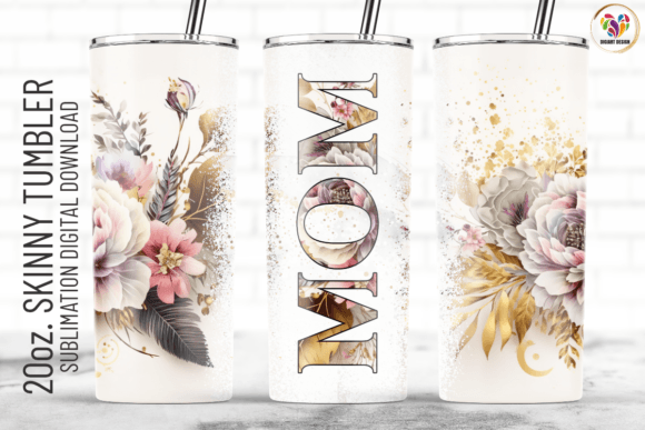 Mom Floral Flower 20oz Tumbler Wrap: Graphics & Print Templates