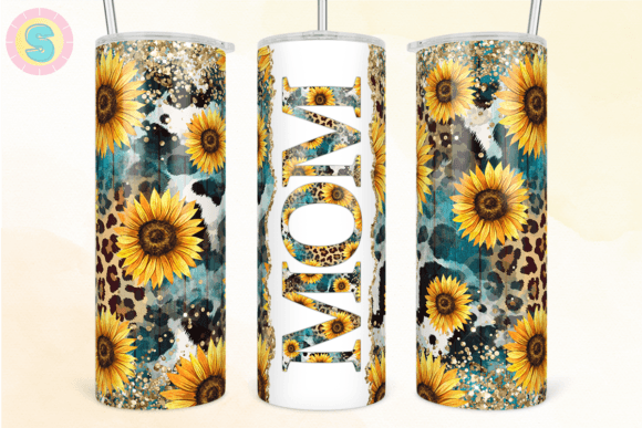 Mom Sunflowers Cow Leopard Tumbler Wrap
