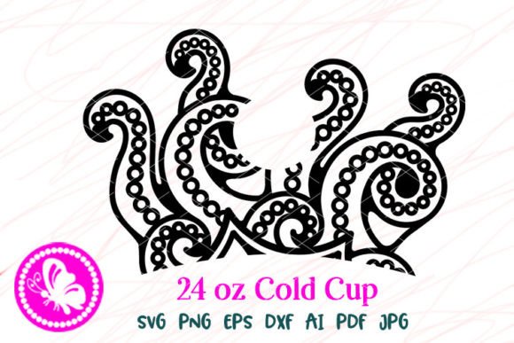 Octopus Ocean Animals 24OZ Cold Cup Wrap Graphics