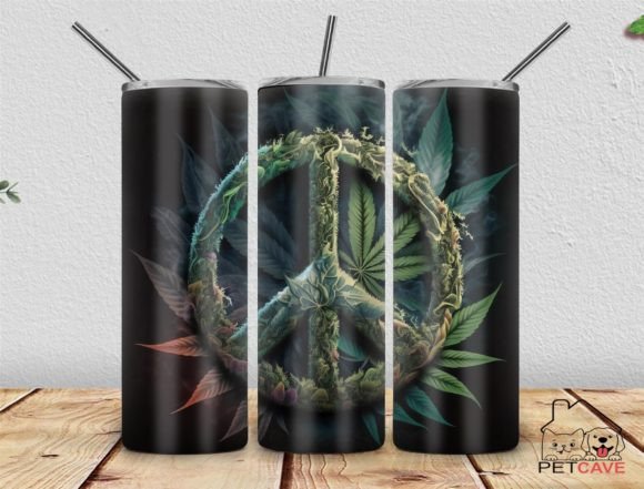 Peace Weed 20oz Tumbler Wrap PNG: Graphics for Crafts & Branding