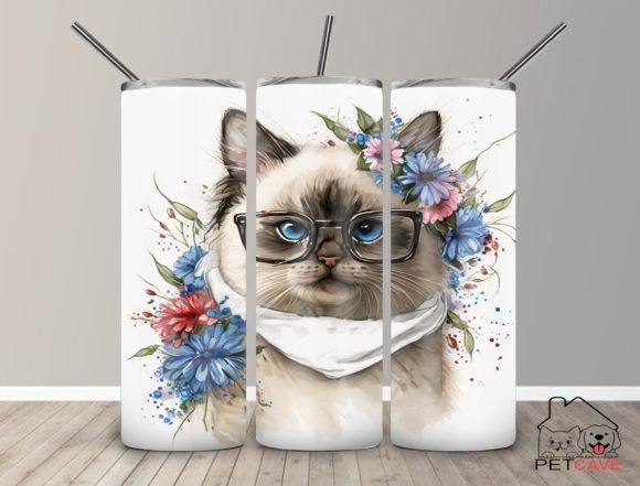 Ragdoll Cat Watercolor Tumbler Graphics for Crafts