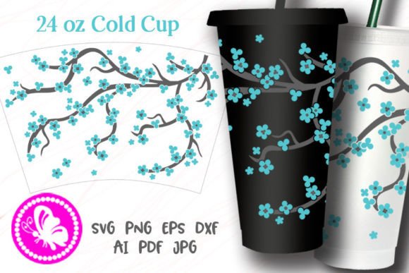 Sakura Spring Flowers 24OZ Cup Wrap: Graphics & Graphic Templates