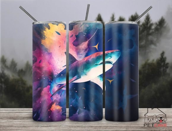 Shark Watercolor Tumbler 20oz Graphics for Crafts